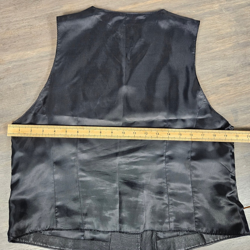 Jacqueline Ferrar Womens Large Genuine Leather Vest Button Front Vintage Black - Picture 6 of 7